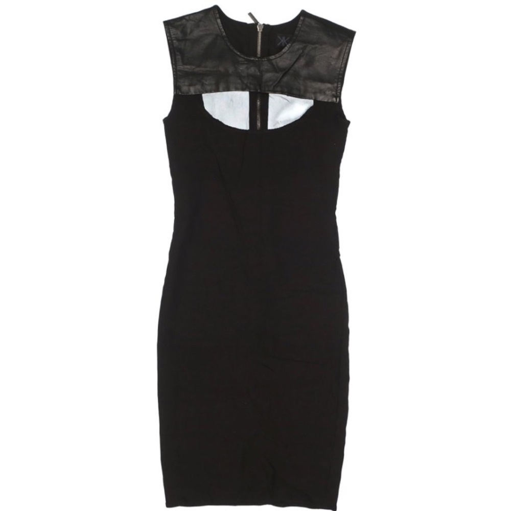 Kardashian Kollection Leather Mini Dress XS Black Y2K